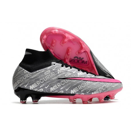 Nike Air Zoom Mercurial Superfly 9 Elite FG Plateado Metalizado Rosa Negro