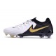 Bota Nike Phantom Luna II Elite L FG Blanco Negro Mtlc Dorado Moneda