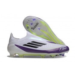 adidas F50 Elite Sin Cordones FG X Messi Ftwr Blanco Negro Morado Unity