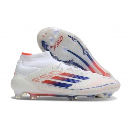 Botas de Futbol adidas F50 Elite Mid FG Blanco Rojo Solar Azul Lúcido