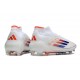 Botas de Futbol adidas F50 Elite Mid FG Blanco Rojo Solar Azul Lúcido