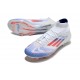 Botas de Futbol adidas F50 Elite Mid FG Blanco Rojo Solar Azul Lúcido