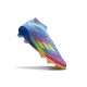 Botas de Futbol adidas F50 Elite Mid FG Azul Fusion Limón Lúcido Rosa Lúcido