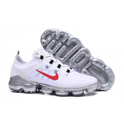 Nike Zapatillas Hombres Air VaporMax 2019 Blanco Plata Rojo