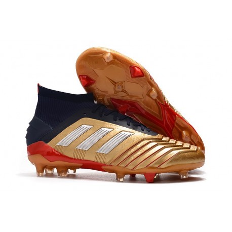 Botas de Futbol adidas Predator 19.1 FG Hombre Oro Plata Rojo