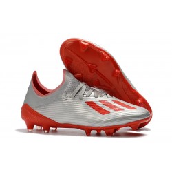 Zapatos de Futbol adidas X 19.1 FG Plata Rojo