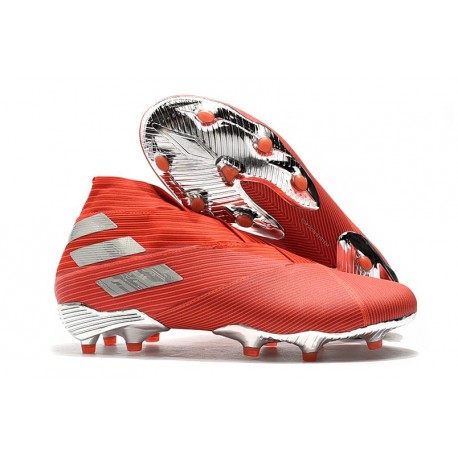 Tacos de Futbol adidas Nemeziz 19+ FG Rojo Plata