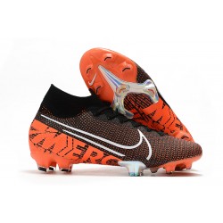 Nike Tacos de Futbol Mercurial Superfly 7 Elite FG Negro Blanco Hyper Crimson