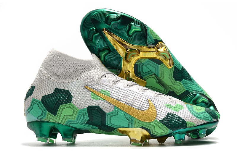 Nike Mbappe Mercurial Superfly 7 Elite FG Gris Dorado Metalizado Verde