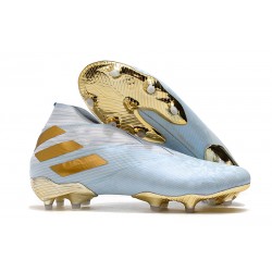 Tacos de Futbol adidas Nemeziz 19+ FG Agua/Dorado metalizado /Blanco