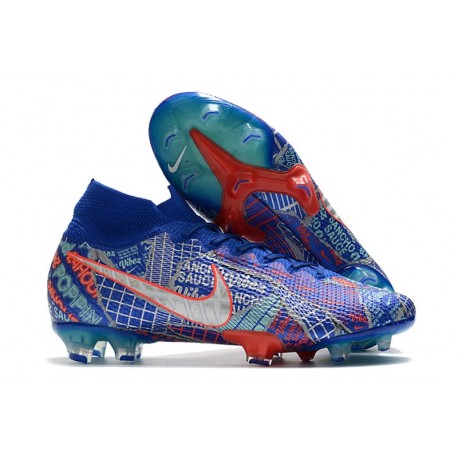 nike mercurial blanco con azul