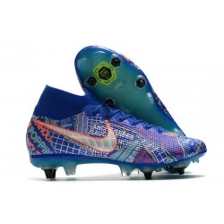 Nike Mercurial Superfly 7 Elite SG-PRO Anti-Clog Sancho Azul Blanco Verde Negro