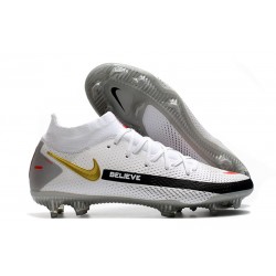 Nike Phantom GT Elite DF FG Fútbol Zapatillas - Blanco Negro Rojo Oro