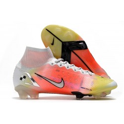 Nike Mercurial Superfly 8 Elite FG Bota Blanco Negro Metálico Plateado