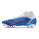 Zapatillas Nike Mercurial Superfly VIII Elite DF FG Azul Blanco Rojo