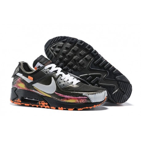 Zapatillas Off-white X Nike Air Max 90 Hombres Negro Blanco Rosa