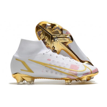 Zapatillas Nike Mercurial Superfly VIII Elite DF FG Blanco Rosa Oro