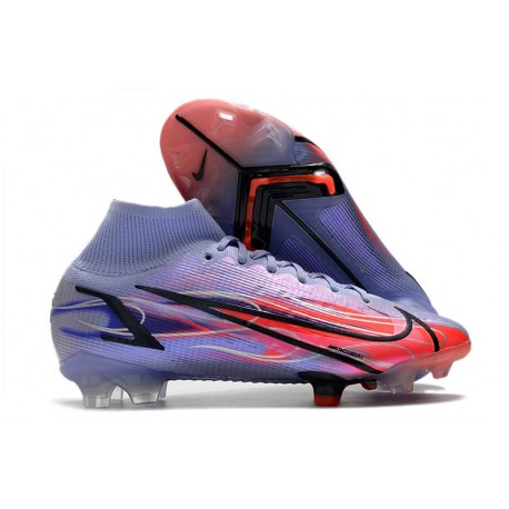 Zapatillas Nike Mercurial Superfly VIII Elite DF FG Mbappe Lila Claro Plateado Metalizado