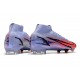 Zapatillas Nike Mercurial Superfly VIII Elite DF FG Mbappe Lila Claro Plateado Metalizado