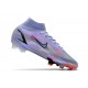 Zapatillas Nike Mercurial Superfly VIII Elite DF FG Mbappe Lila Claro Plateado Metalizado