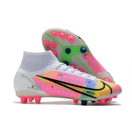 Nike Mercurial Superfly 8 Elite AG Bota Blanco Platino Rosa