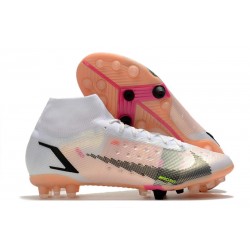 Nike Mercurial Superfly 8 Elite AG Bota Blanco Negro Carmesí