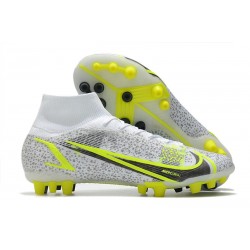 Nike Mercurial Superfly 8 Elite AG Bota Blanco Negro Metálico Plateado