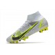 Nike Mercurial Superfly 8 Elite AG Bota Blanco Negro Metálico Plateado