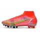 Nike Mercurial Superfly 8 Elite AG Bota Carmesi Plateado Metalizado