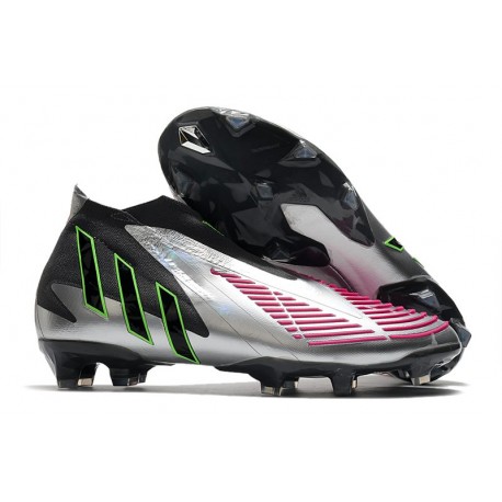 Botas de Fútbol Adidas Predator Edge+ FG Plata Negro Rosa