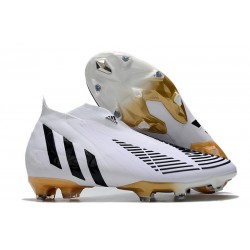 Botas de Fútbol Adidas Predator Edge+ FG Blanco Negro Oro