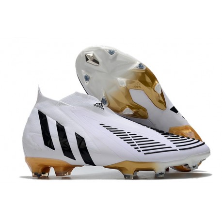 Botas de Fútbol Adidas Predator Edge+ FG Blanco Negro Oro