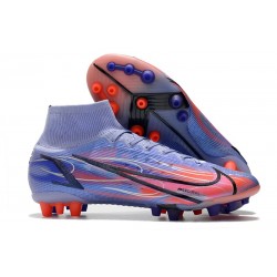 Nike Mercurial Superfly 8 Elite AG Bota Mbappe Lila Claro Plateado Metalizado